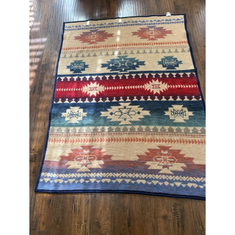 Vintage Biederlack Blanket Throw Aztec Navajo Southwestern Reversible  53" x 70"